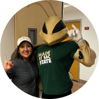 Senator Hurtado and Sac State's Mascot